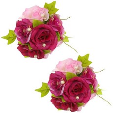 Livingdeco 仿真花朵造型窗簾扣環 2入, 紅色的