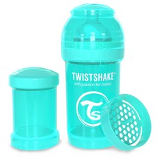 트위스트쉐이크 컬러젖병 + 뚜껑 + 믹서망 + 분유통 + 젖꼭지 세트 180ml, S (2~4개월), 청록색