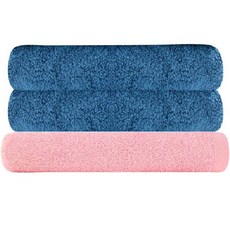 송월타월 30수 170g 코마사 호텔타월 2p + 모던바스타월 분홍, 파랑, 1세트