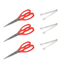 코코렉스 주방가위 레드 3p + 미니집게 3p, 혼합 색상, 1세트