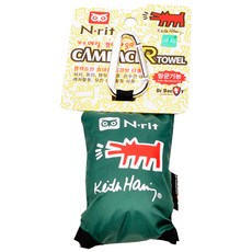 엔릿 x 키스헤링 사각 캠팩 R 타올 40 x 40 cm, 그린, 1개