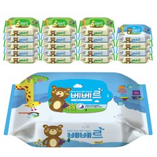베베르 오리지널 리필형 유아용 물티슈 색상 랜덤, 80매, 20팩