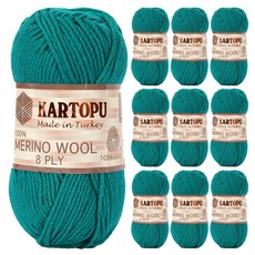 연일섬유 카르토푸 메리노울 8PLY 뜨개실 10p, 468 피콕그린, 10개