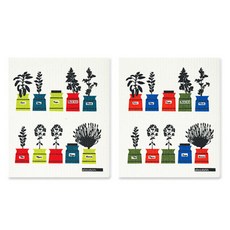 스칸맘 스웨덴 행주 알메달 행주 2p + 집게 2p 세트, 라임, 오렌지
