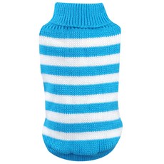 이코디 강아지 심플 스트라이프 스웨터, 블루