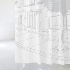디자인수풀 북유럽 스타일 샤워커튼 SC704 + 기본 플라스틱 고리 12p, 1세트