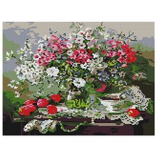 아트조이 DIY 보석십자수 30 x 40 cm, 커피와 꽃, 1개