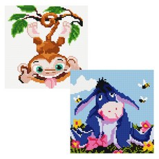 헬로페인팅 보석십자수 20x20 나무틀 귀여운당나귀 2p 세트, 귀여운당나귀, 장난꾸러기, 1세트