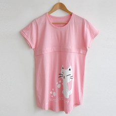 Motherlike F貓咪印花短袖哺乳T恤