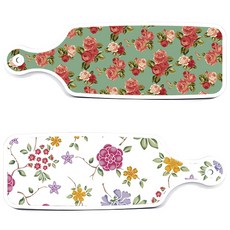 로엠디자인 서빙 도마 보드 2p 로맨틱레드 floral 화이트 세트, 로맨틱레드floral화이트, 취람색장미, 1세트