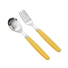 라온누리 아동용 픽미 컬러 베이직 수저세트, 머스타드, 숟가락1p + 포크1p