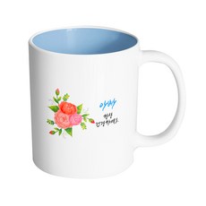 핸드팩토리 빅포인트플라워 아빠 항상 건강하세요 머그컵 330ml, 내부 파스텔 블루, 1개