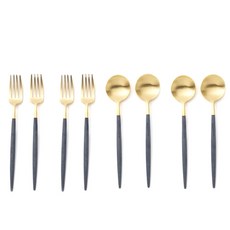 큐티폴 고아 디저트 포크 4p + 스푼4p, 블루골드, 2종