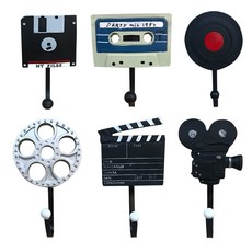 퍼닉 레트로 1구 훅 옷걸이 뮤직 3p + 무비 3p 세트, A, D, 1세트