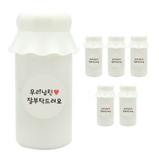 도나앤데코 사랑스러운뚜껑 보틀 6p + 우리남친잘부탁드려요 스티커 6p, 화이트, 200ml