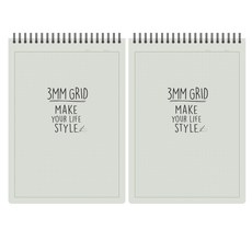 톡톡팬시 3000 3mm 그리드 상철노트, 그레이, 2개입