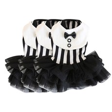 앤티스 반려동물 복고풍 프릴드레스 3p, 스트라이프블랙