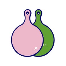 로엠디자인 블루 에디션 양면 원형 서빙도마 분홍, 채소그린, 1개