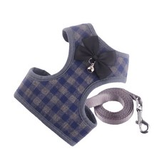 아리코 DrMini 양이 & 아지 체크스트라이프 하네스 스트랩 + 리드줄, 블루, 1개