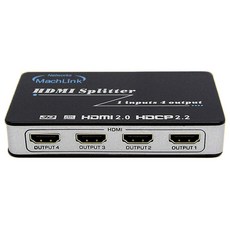 마하링크 HDMI 2.0 1대4 Ultra 4K 3D UHD 분배기 ML-HSP446, 혼합 색상, 1개