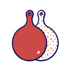 로엠디자인 블루에디션 양면 원형 서빙도마 보드 레드, 낙엽화이트, 1개