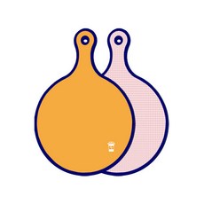 Roem Design藍色版雙面圓形上菜盤 黃色, 暖色檢查, 1個