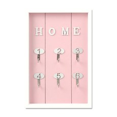 제이앤씨 열쇠보관함 사각 6고리 핑크 + 네임택키홀더 6p + 벽걸이 핀 2p, 1세트