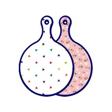 로엠디자인 블루에디션 양면 디자인 원형 서빙도마 세모점, 주홍색체리, 1개