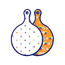 로엠디자인 블루에디션 양면 디자인 원형 서빙도마 세모점, 토끼2, 1개