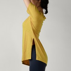 뒤란 여성용 모달 슬러브 사이드 슬릿 티셔츠 DFW5010