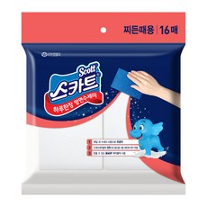 스카트 하루한장 양면 수세미 찌든때용, 혼합 색상, 1개