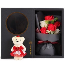 메이코글로벌 조화 비누꽃 6p 꽃다발세트, 레드