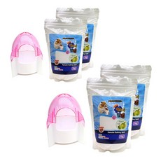 Pet Woori Hamster Rocket Bath + Bath Sand 蘋果香味 1kg x 2入, 隨機發貨, 2組