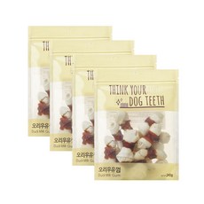 더주스 Think your dog teeth 딩고 소가죽 강아지 껌 소 15p, 오리우유껌, 240g, 4개