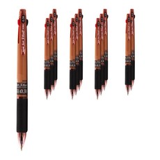 자바펜 초저점도 유성 3색볼펜 제트3볼 0.38mm, 브라운, 12개입