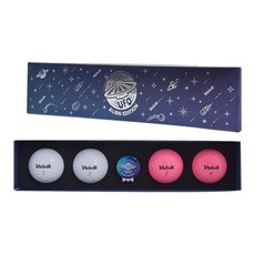 볼빅 S4 UFO ALIEN 골프공 4피스 화이트 2p + 핑크 2p + UFO 볼마커 세트, 혼합 색상, 1세트
