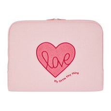 안테나샵 노트북 파우치 방수캔버스, 부클 핑크하트, 40 x 29 x 2 cm
