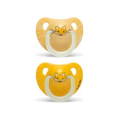 스와비넥스 꿀잠보장 야광 노리개 젖꼭지 실리콘 2p 세트, 2단계(6개월이상), 폭스, 1세트