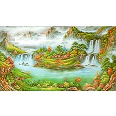 제제뉴 산수화 5D 보석십자수 만들기세트, 혼합 색상, 1세트