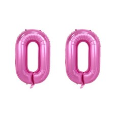 파티데코 핑크 디지털 숫자풍선 101.6cm, 숫자0, 2개입