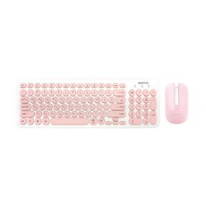 스마텍 멤브레인 무선키보드 마우스 세트, 핑크, STC-300