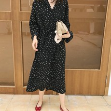 코코블랑 도트카라 원피스