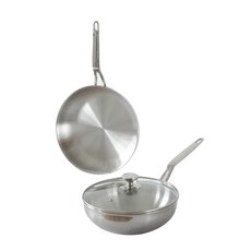 핀일로 참쿡 통5중 포스코304 클린스텐 프라이팬 2종 세트 인덕션 IH, 궁중팬 28cm + 프라이팬 28cm + 뚜껑 28cm, 1세트