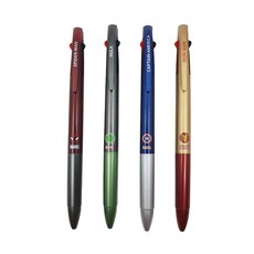 마블 Marvel 캐릭터 3색 볼펜 4종 0.7mm, 스파이더맨, 헐크, 캡틴아메리카, 아이언맨, 1세트