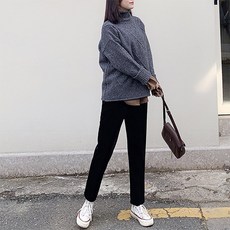 여성용 유피 인조융털 밴딩 배기팬츠