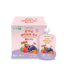 팜투패밀리 오가닉 레인보우 주스 100ml, 딸기 + 포도 혼합맛, 10개