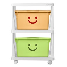 보노하우스 파스텔 해피프레임 수납함 2단, D타입(옐로우, 그린), 1개