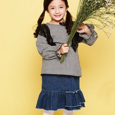 위시키즈 여아용 데님 사선 플레어 스커트