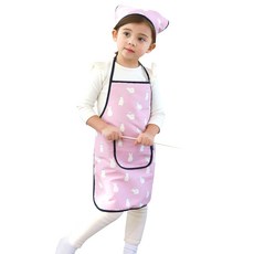 bebe chouette 孩童印花防水圍裙+頭巾+伸縮扣 2入, 兔子款