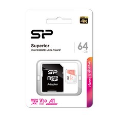 실리콘파워 micro SDXC Class10 Superior UHS-I 4K U3 A1 V30, 64GB